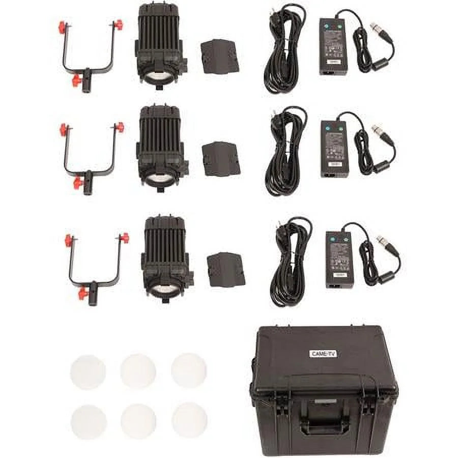 Focusable Fresnel Kit Bi-Color LED 100W Boltzen 3-Light