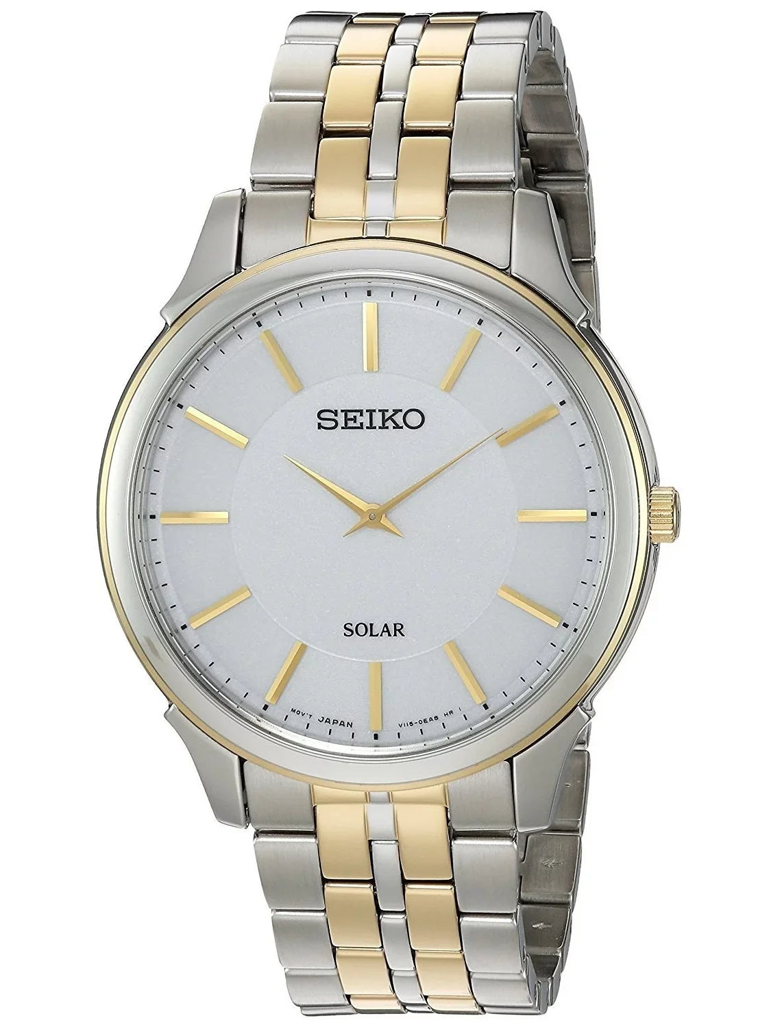 Steel White Seiko Reserve Men's Dial Solar Power Watch Tone Core SUP864 Two