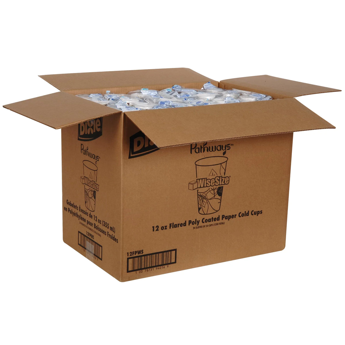 Count Sleeve, Per Cup Pathways, (12FPWS) 24 Cups Paper Dixie® (50 Cold oz. PRO Polycoated GP 12 by Per Case) Sleeves (Georgia-Pacific), 1,200