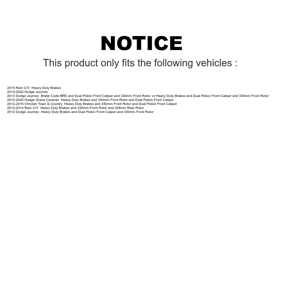 C/V Town Country Caravan Disc AmeriBRAKES KNF-100018 Front & Ram Brake Chrysler Grand Dodge Journey For Ceramic Pads Kit Rear