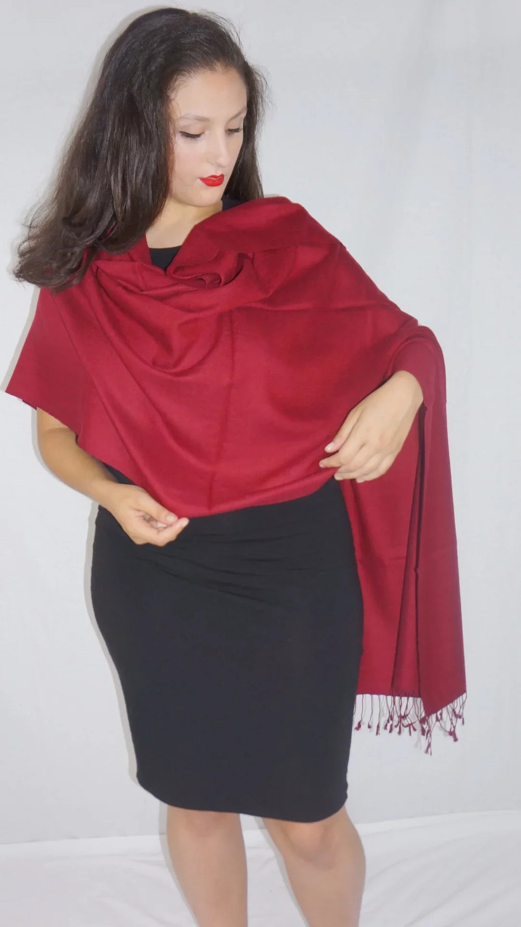 Shawl) (Wine Shawl/Cashmere Scarf/Wool/Silk Shawl/Shawls/Scarf/Scarves/Wrap/Stole/Muffler/Cape/Ruana/Blanket/Throw/Pashmina Red Regular
