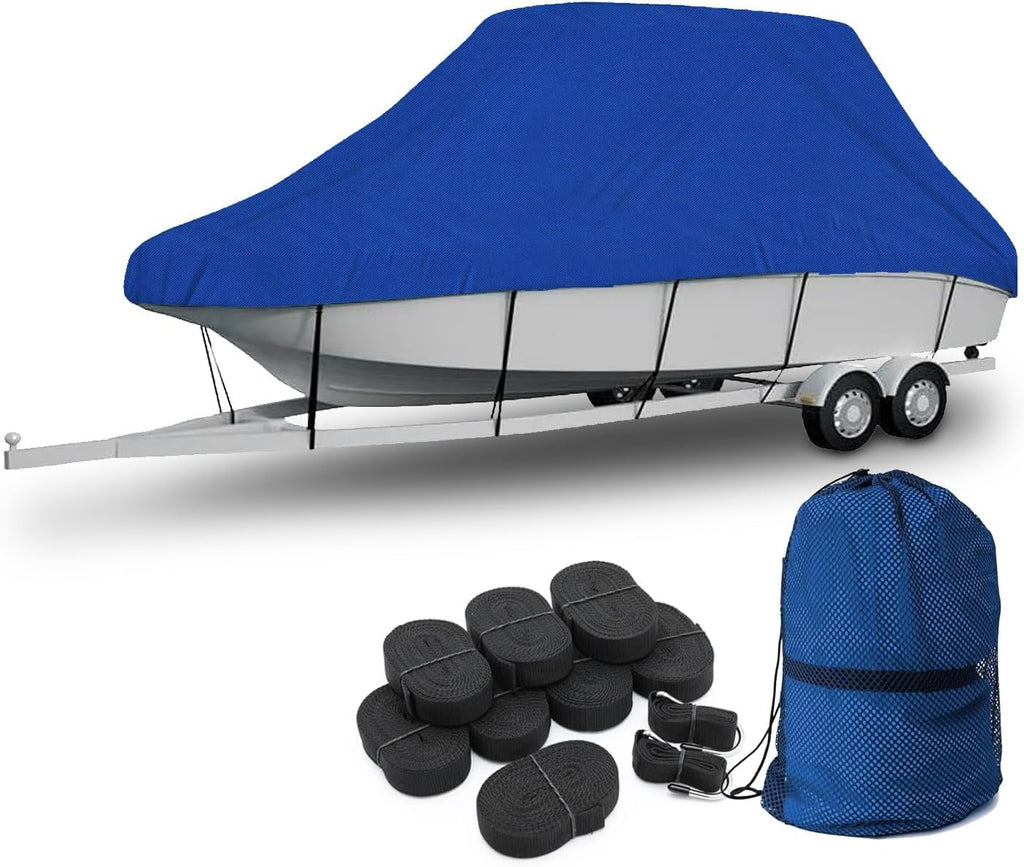 6" 1200 Long and Wide 102" T-Top/Hard Fishing Boat with Semi-Custom 19' Top Seal Skin Cover Boat