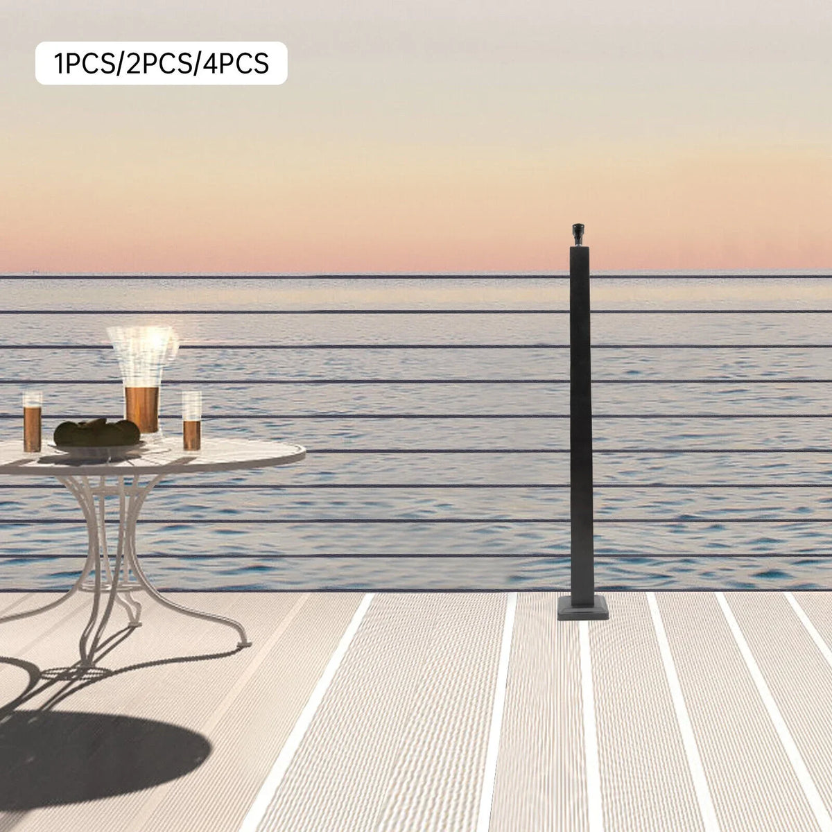Post Line Railing Concrete Adjustable Level Finish drilled Steel Level Level Black Deck Cable Post 36"x2"x2" Mount Stainless Wood Top Top Post