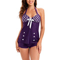 Tankini Suit Neck Womens Bowknot Tops Phenas Bathing Two Halter Dot with Swimsuit Polka Piece V Printed Shorts