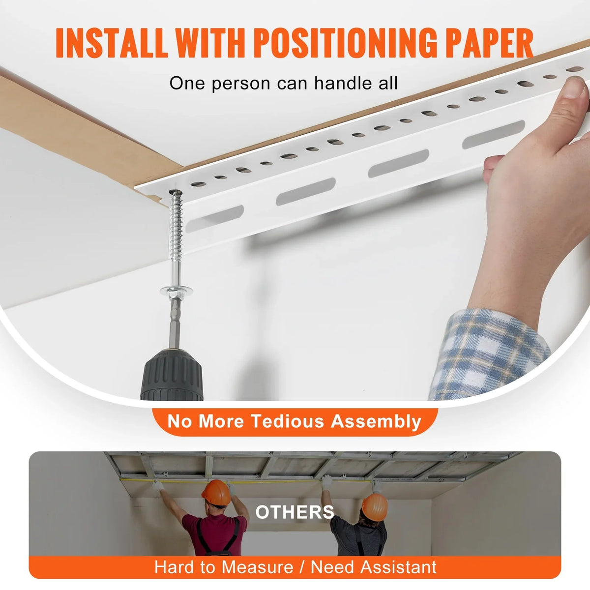 36x96in VEVOR 600lbs Garage Rack Ceiling Adjustable Storage White Rack Overhead