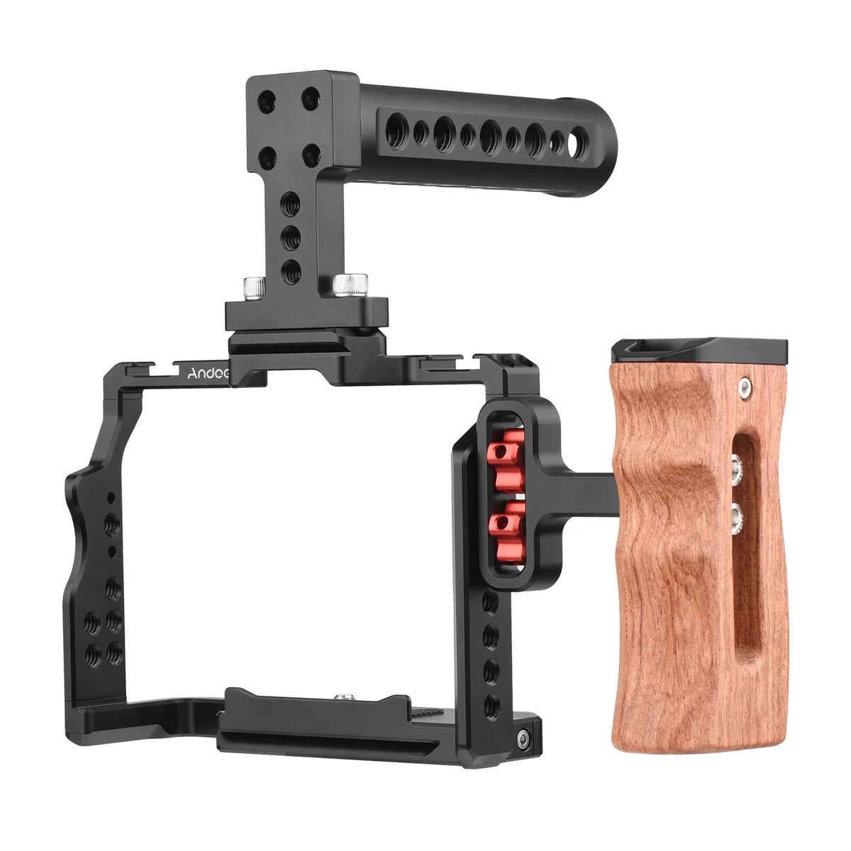 A7R A7S Alloy Inch Numerous Sony + Cage Dual Andoer III/ II A7III/ with Wooden Mounts Handle II/ Aluminum Grip Kit Replacement 14 + Shoe A7II/ A7IV/ Threads Cold Side for A7R Video
