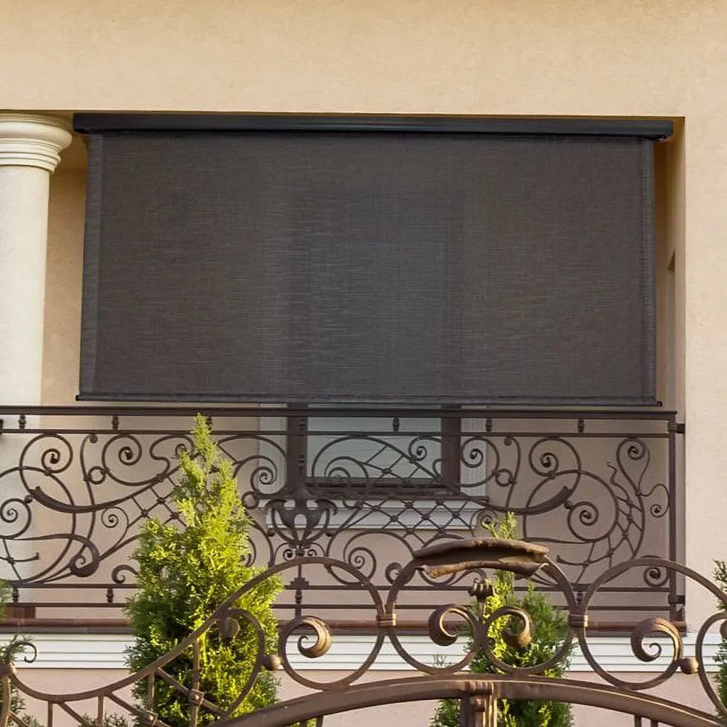 Brown) Shade Patio Fabrics (Dark Wide 10ft Sun Outdoor Keystone Motorized PVC