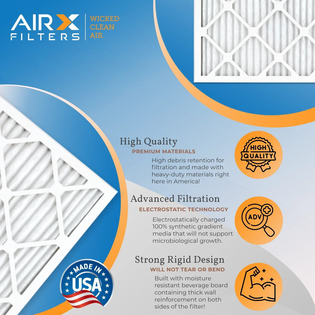 4 1500 FPR WICKED Filters Filter CLEAN AIRX Conditioner AC 13 Premium 9 Air to Made Pack HVAC Comparable 2200 14x25x1 Electrostatic AIR. & by Pleated Furnace MERV USA 14x25x1 - Filter Air FILTERS MPR
