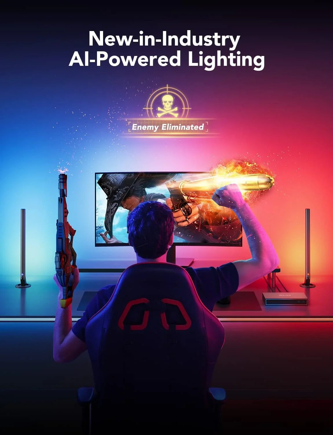 Box, And 3 Kit, for Alexa, Light, Box Out Light Govee Strip Monitors, LED with 27-34 Sync Assistant, HDMI2.0 In inch Works with Gaming Monitor Back CEC, Light 4K Google 1 AI HDMI Gaming and RGBIC Bars