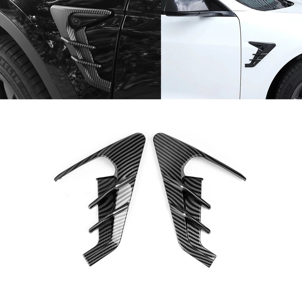 Model with Model 3 View Cover Trim, Turn Carbon Marker Tesla Camera Y Xotic Fiber Indicator Side Tech Signal Pattern, Compatible 2021+