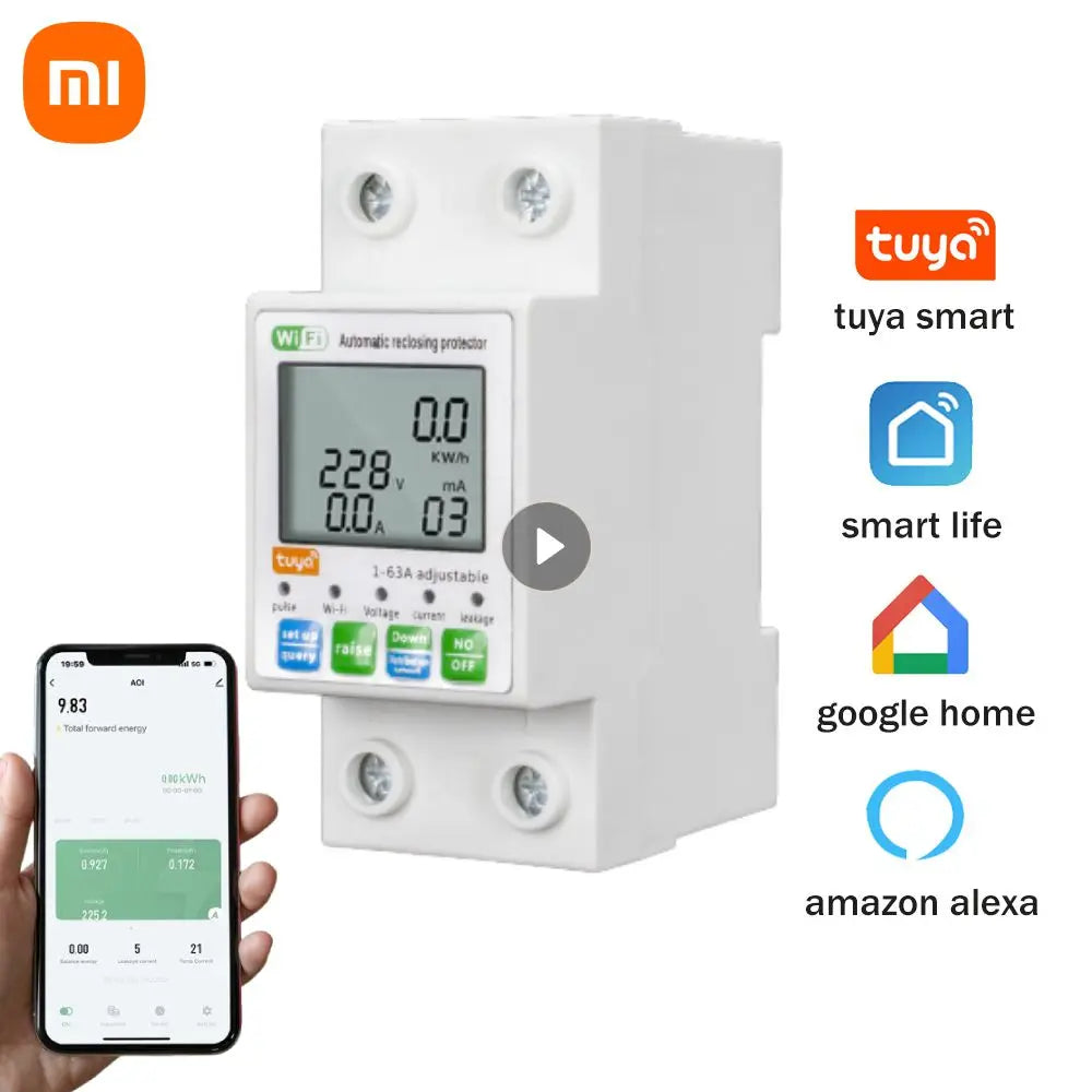 Rail Wattmeter Power Energy Din Home 220V 63A Alice Monitor WIFI Timer 110V Meter Google Meter Smart Alexa Life KWh Smart Xiaomi
