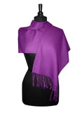 100% INDIGO Pashmina Wool Womens Shawl Scarf Solid Biagio PURPLE Wrap Color