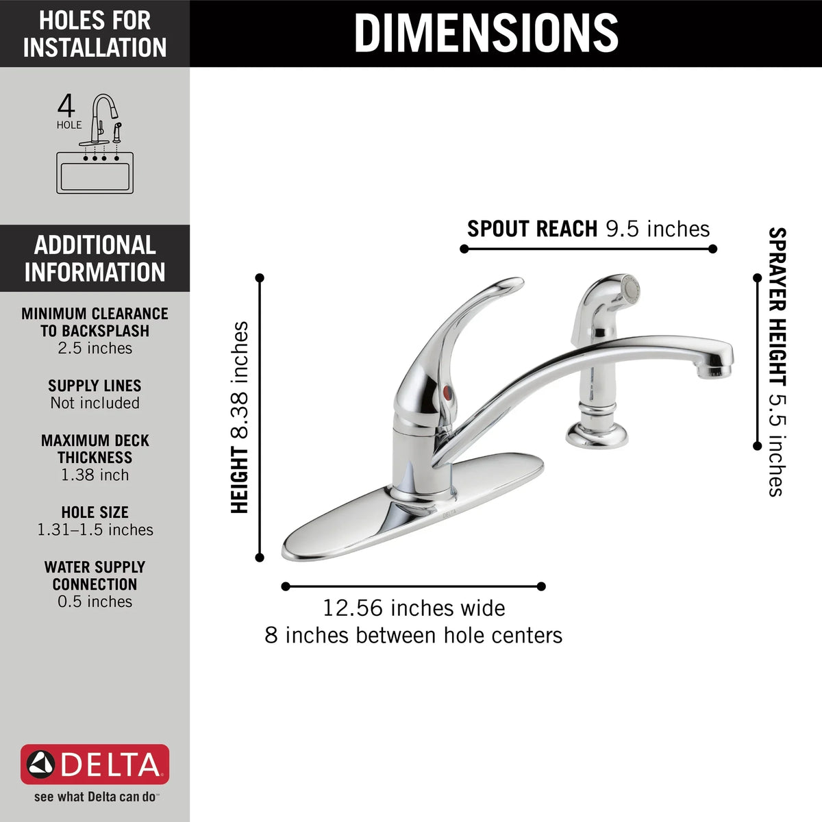 Kitchen Delta Handle Single Faucet Foundations® with Spray