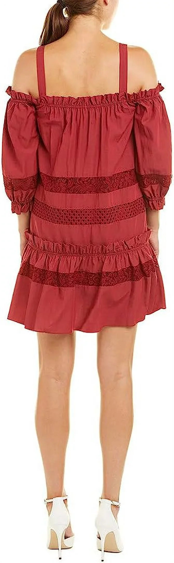 Shoulder Cold XS Women's Azria TIBETAN Lace RED, Dress, BCBGMax Insert