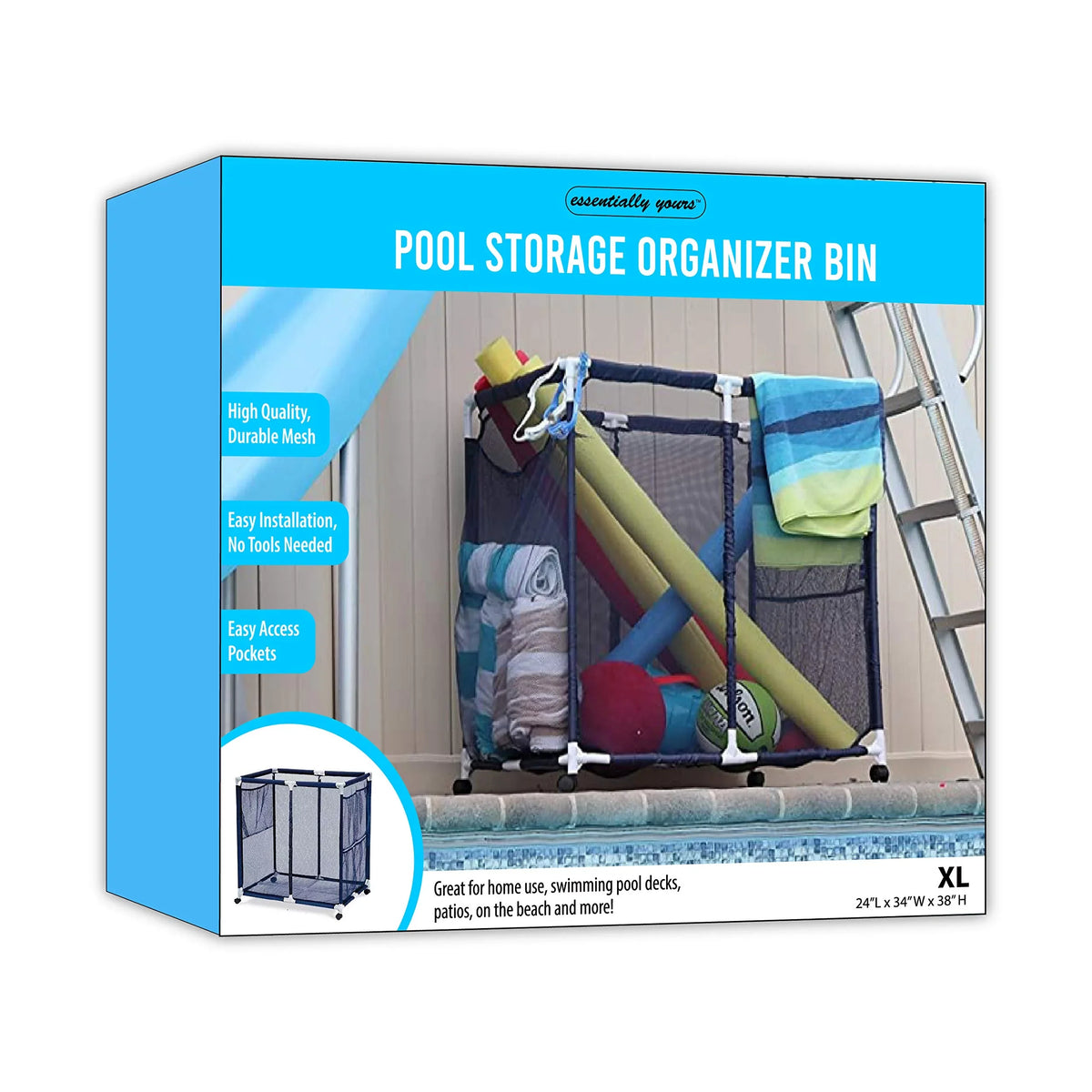 Mesh White Balls, Large, Yours W and 37.5" Rolling Floats, Toys L Equipment Style Bin, 25.4" (35" Organizer Blue Pool Essentially H), Storage 455102 / x x