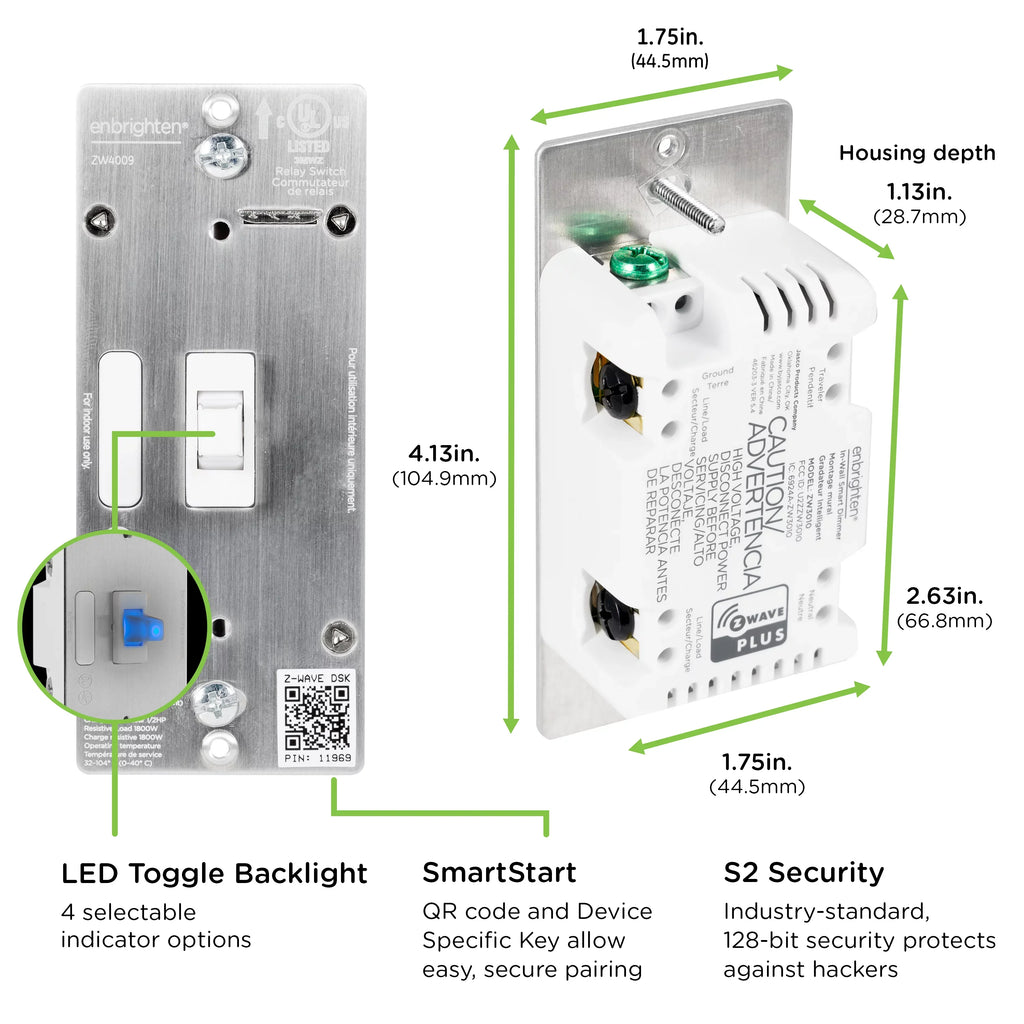 Z-Wave Light Enbrighten Hub Toggle Switch, Z-Wave 46202, Smart Plus White Required,