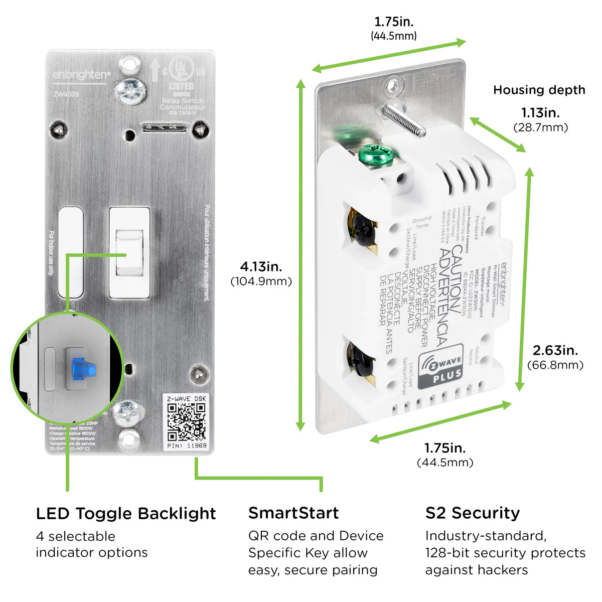 Z-Wave Light Enbrighten Hub Toggle Switch, Z-Wave 46202, Smart Plus White Required,