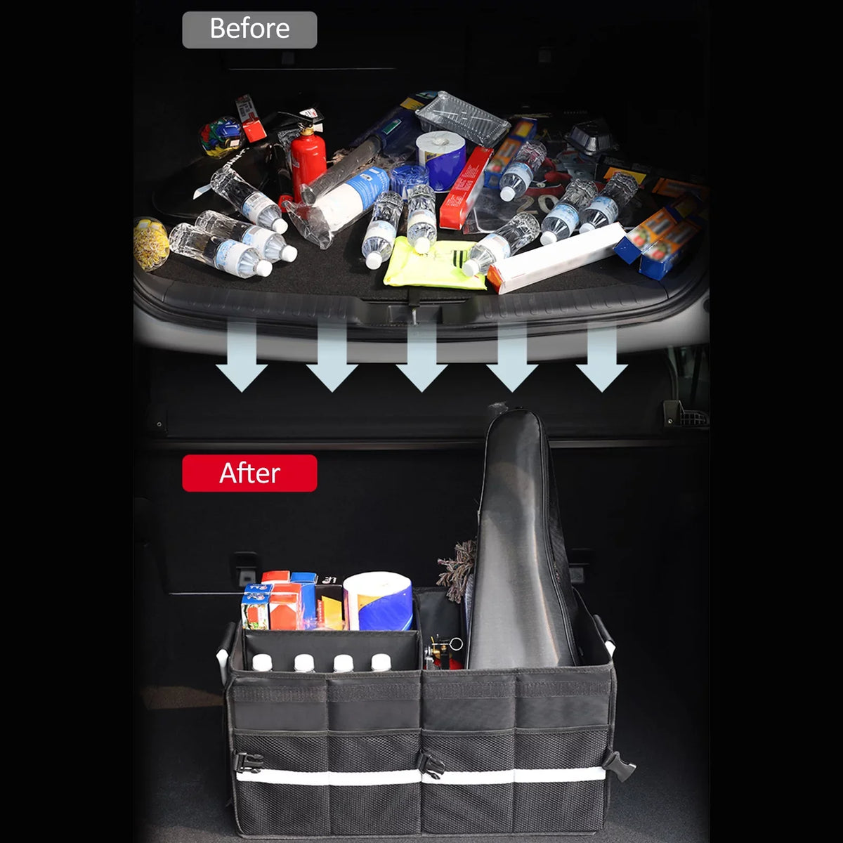 Strip, Box, Storage Trunk Cloth, 28L Organizer, Car Oxford Car Folding Reflective