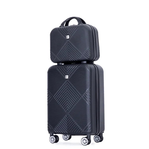 Spinner Wheels, 2Piece Suitcase ABS Zateety Sets BLACK , Lightweight Luggage