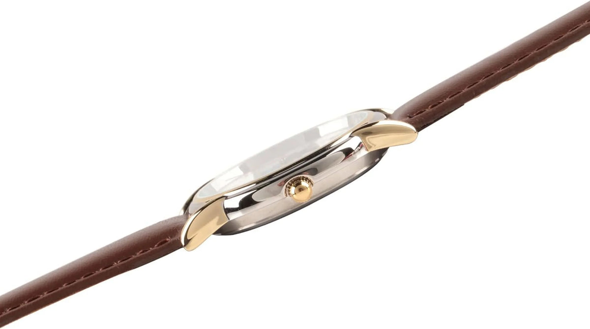 Alloy Brown Leather Strap, Disney Tone Watch, Mouse Cardiff Minnie Two W002770 Women's