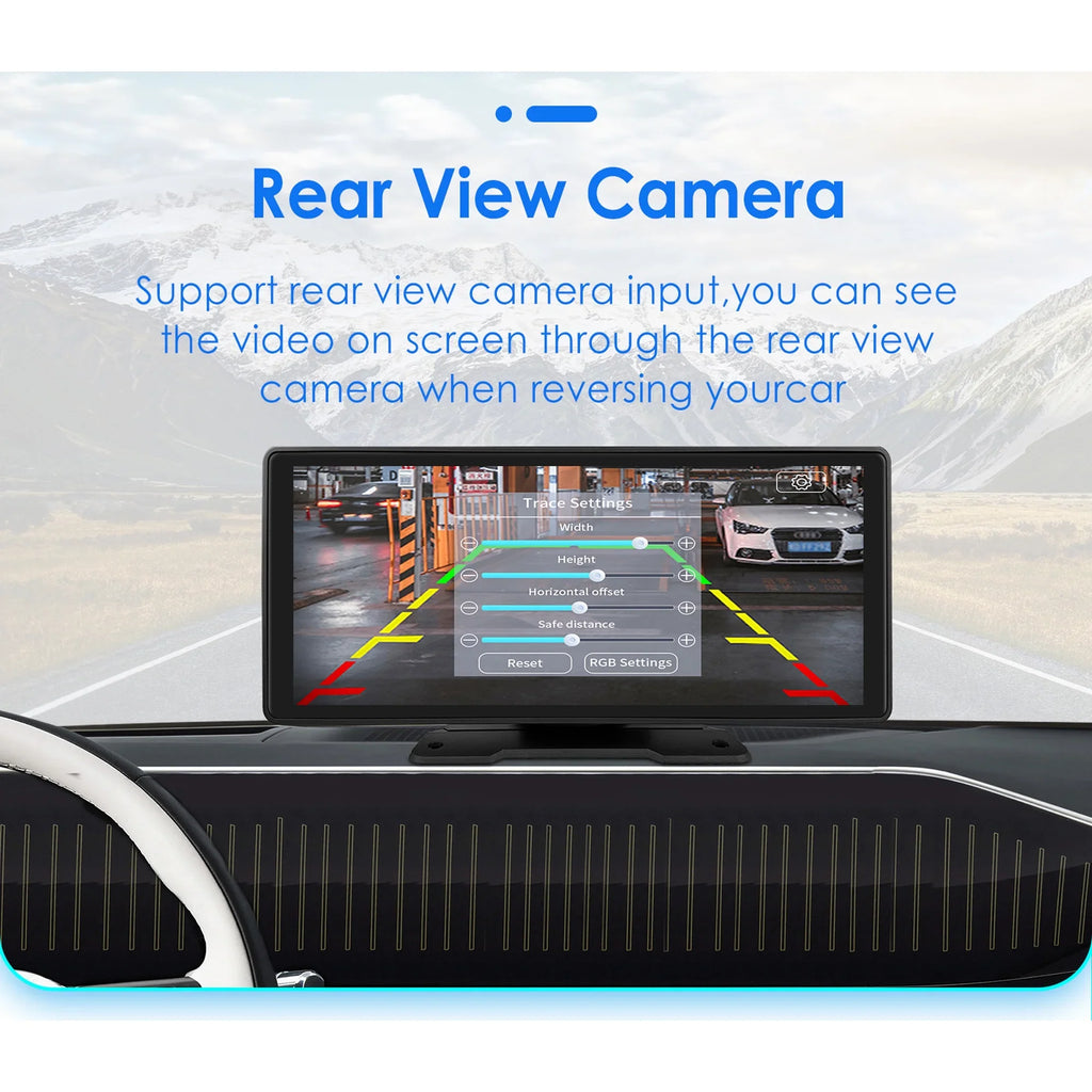Player Adjustable 360° Apple Head Bluetooth Radio GPS Android Navigation Touchscreen 10.26" FM Link Carplay Stereo Car Auto Unit Mirror