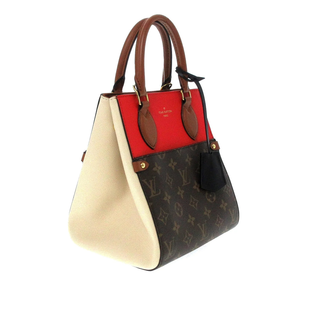 Fold PM (Good) Satchel Authenticated Canvas Louis Pre-Owned Brown Tote Vuitton Unisex Monogram