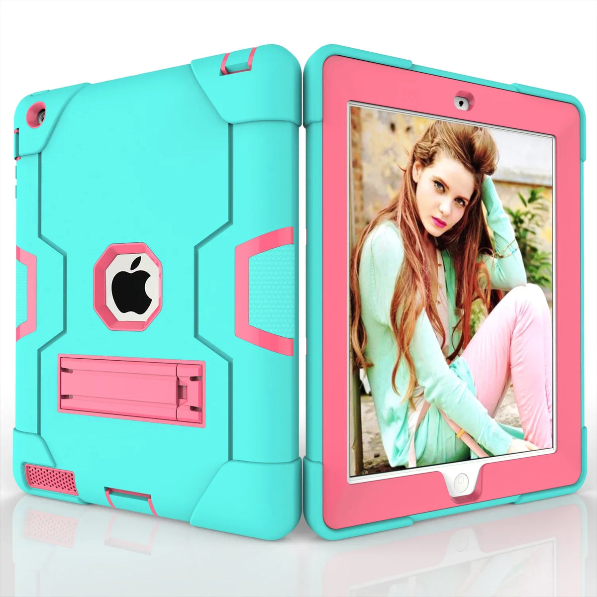 Gen / Layer Case Case,iPad for (Aqua/Rosegold) 3 Shockproof iPad Kickstand Allytech Case,iPad / 2 iPad Protective iPad Three Armor Defender 4 Gen Case, with Generation 2nd Cover iPad 3rd 4th
