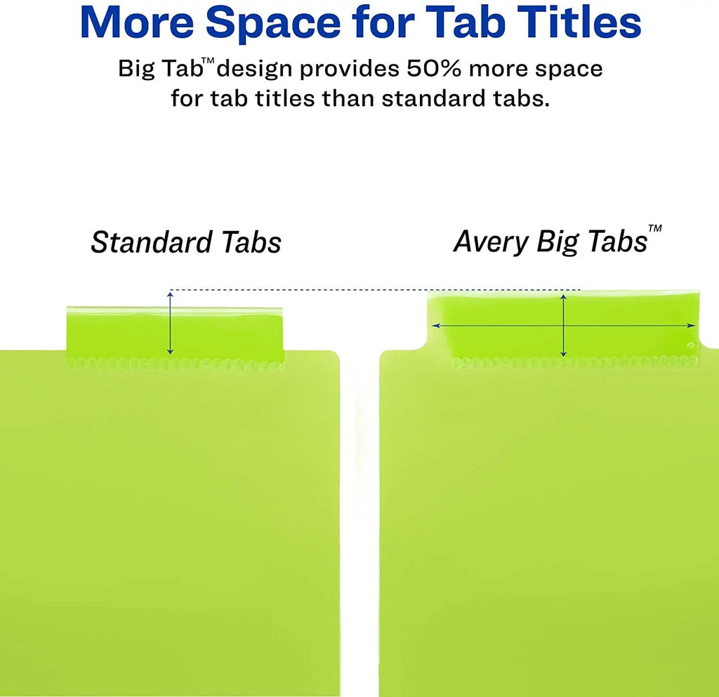 Insertable Big of Multicolor 24 8 Dividers, Case Sets Pack Plastic Tabs, Avery 11901 Tab