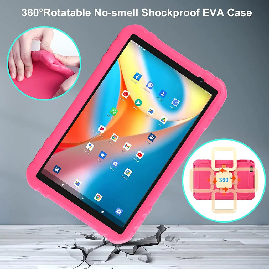 Touchscreen Split Kids 10 Pink Tablet Case Screen 4GB Tablets Drop-Proof Wifi 11 RAM inch IPS Android 64GB ROM HD