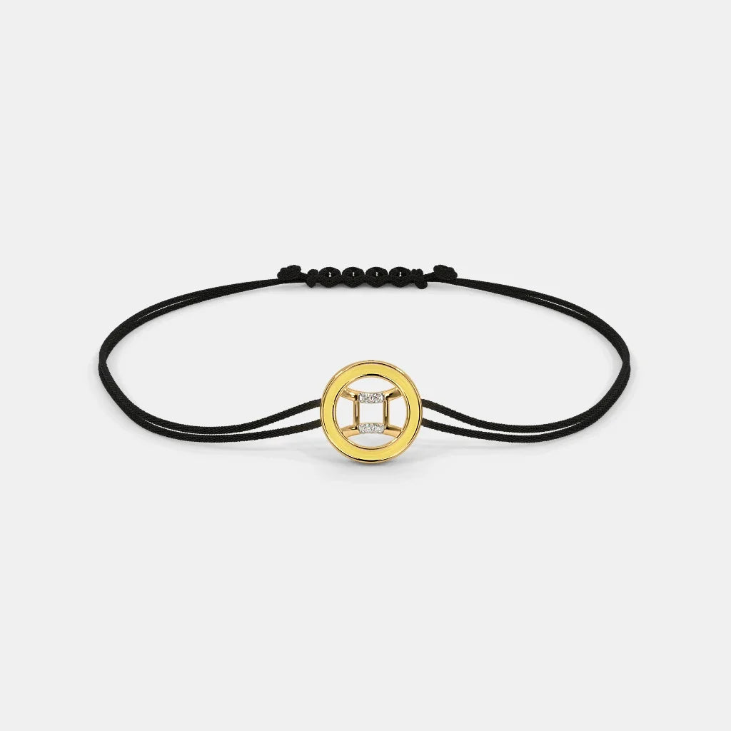 INDIA Cord Adjustable The Yellow Enid SILBERO Gold in - Bracelet Elegance 18Kt Gemini
