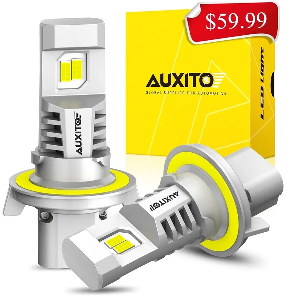 Upgraded 2PCS Bulbs, LED Bulb H13 White with 2024 Bright,6500K Headlight H13 LED Fan, Headlight Bulbs, 9008 9008 800% Super Wireless AUXITO